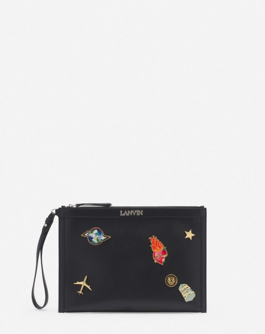 Uomini LANVIN Portafogli E Piccola Pelletteria | Pochette Lanvin X Future In Pelle Con Perline