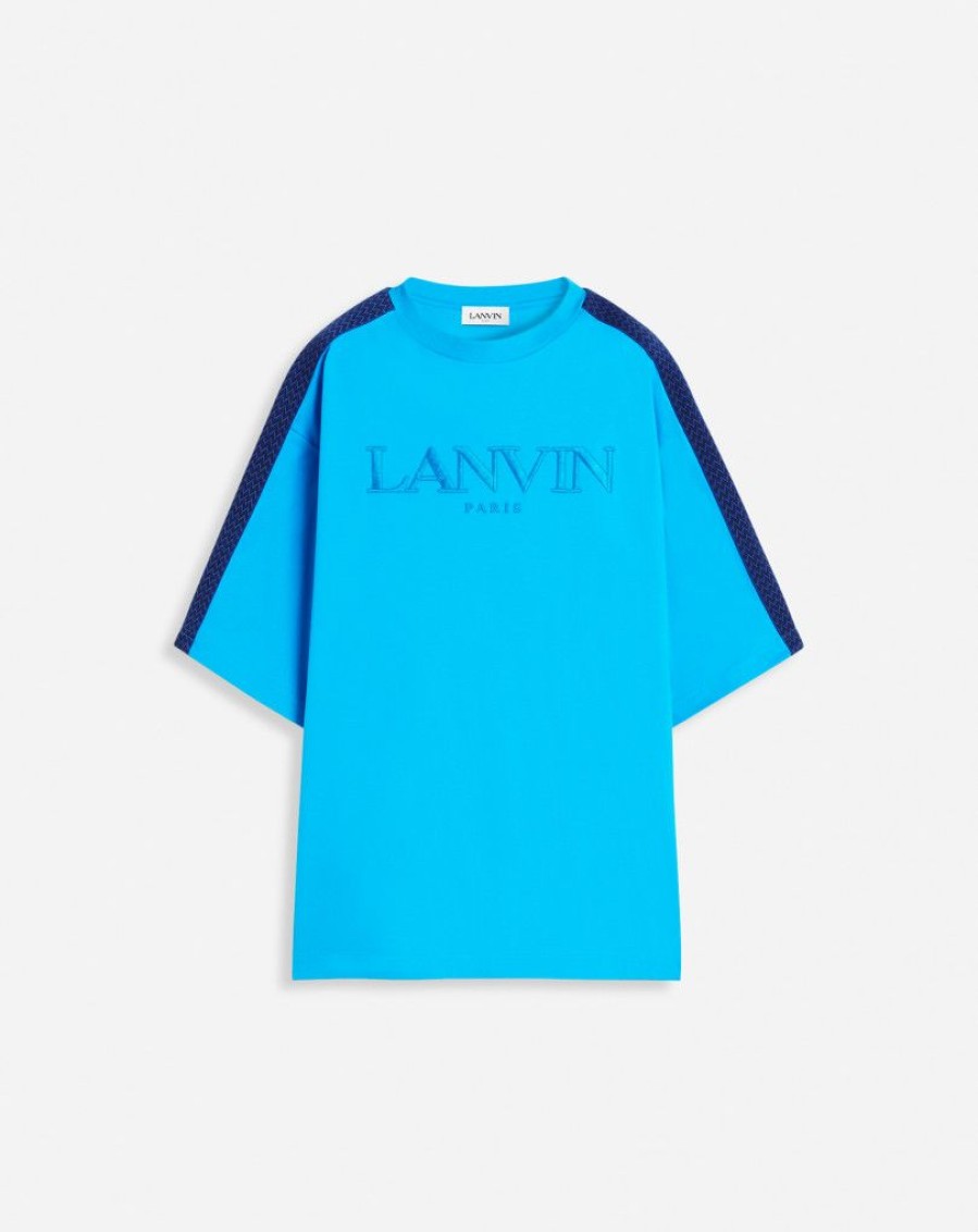 Uomini LANVIN T-Shirt E Polo | T-Shirt Ampia Con Ricamo Lanvin Lato Curb