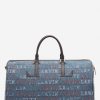 Uomini LANVIN Borse Tote | Borsa Da Viaggio Lanvin X Future In Denim Con Stampa Logo Lanvin