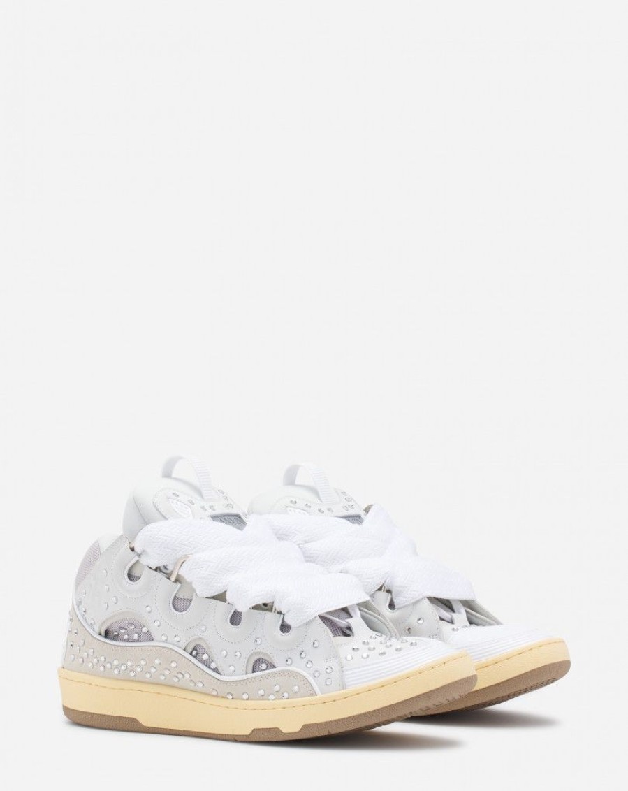 Uomini LANVIN Scarpe Da Ginnastica | Sneakers In Pelle Con Strass