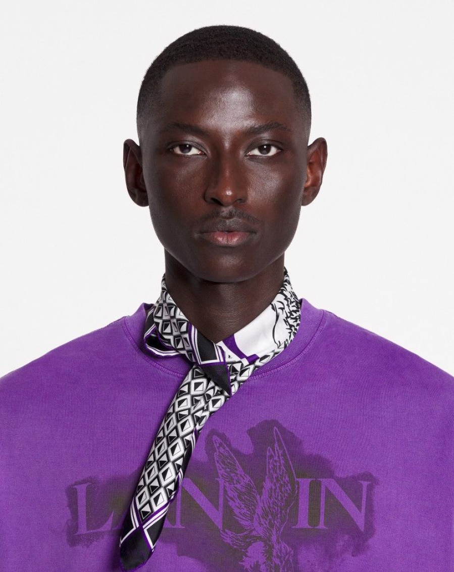 Uomini LANVIN Sciarpe | Sciarpa Lanvin X Future Stampa Aquila E Triangoli In Seta