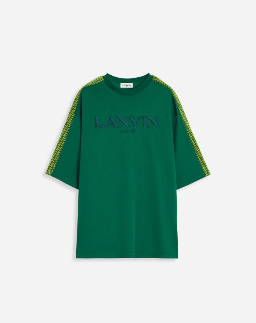 Uomini LANVIN T-Shirt E Polo | T-Shirt Ampia Con Ricamo Lanvin Lato Curb