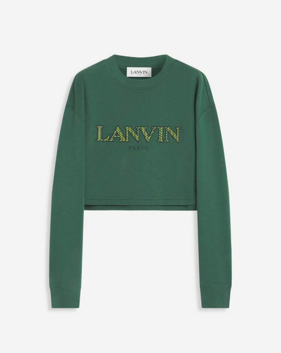 Donne LANVIN T-Shirt E Felpe | Felpa Cropped Con Ricamo Cord