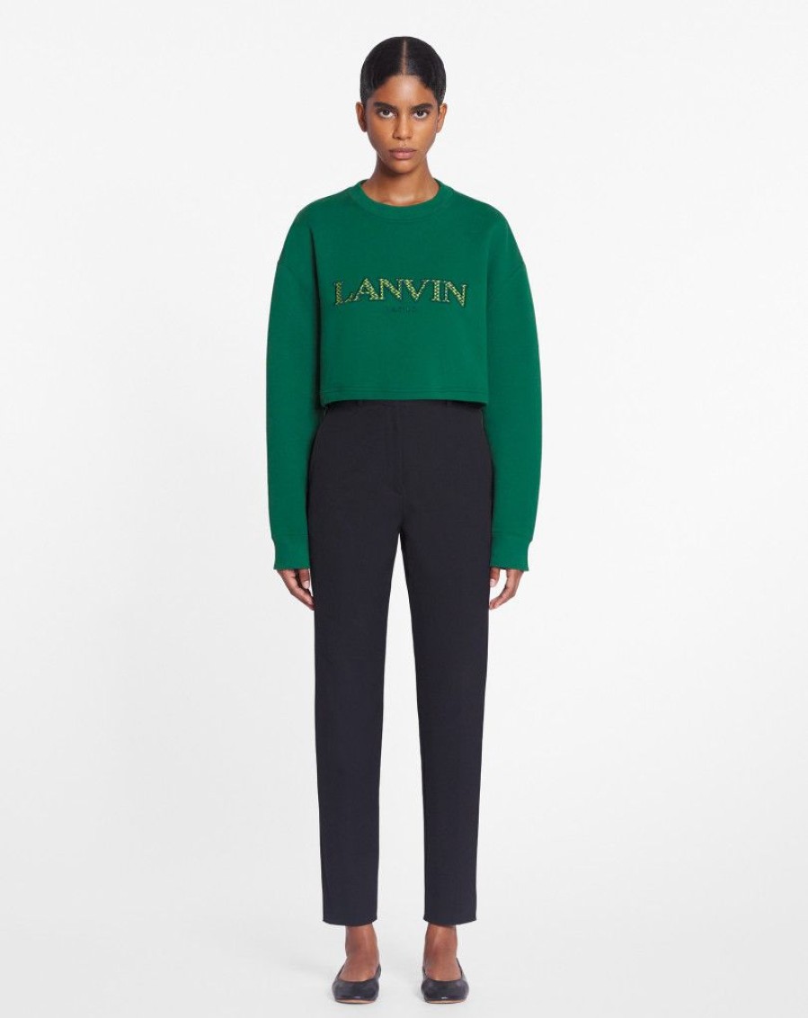 Donne LANVIN T-Shirt E Felpe | Felpa Cropped Con Ricamo Cord