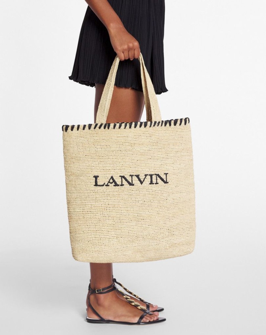 Uomini LANVIN Borse Tote | Borsa Tote In Rafia Lanvin